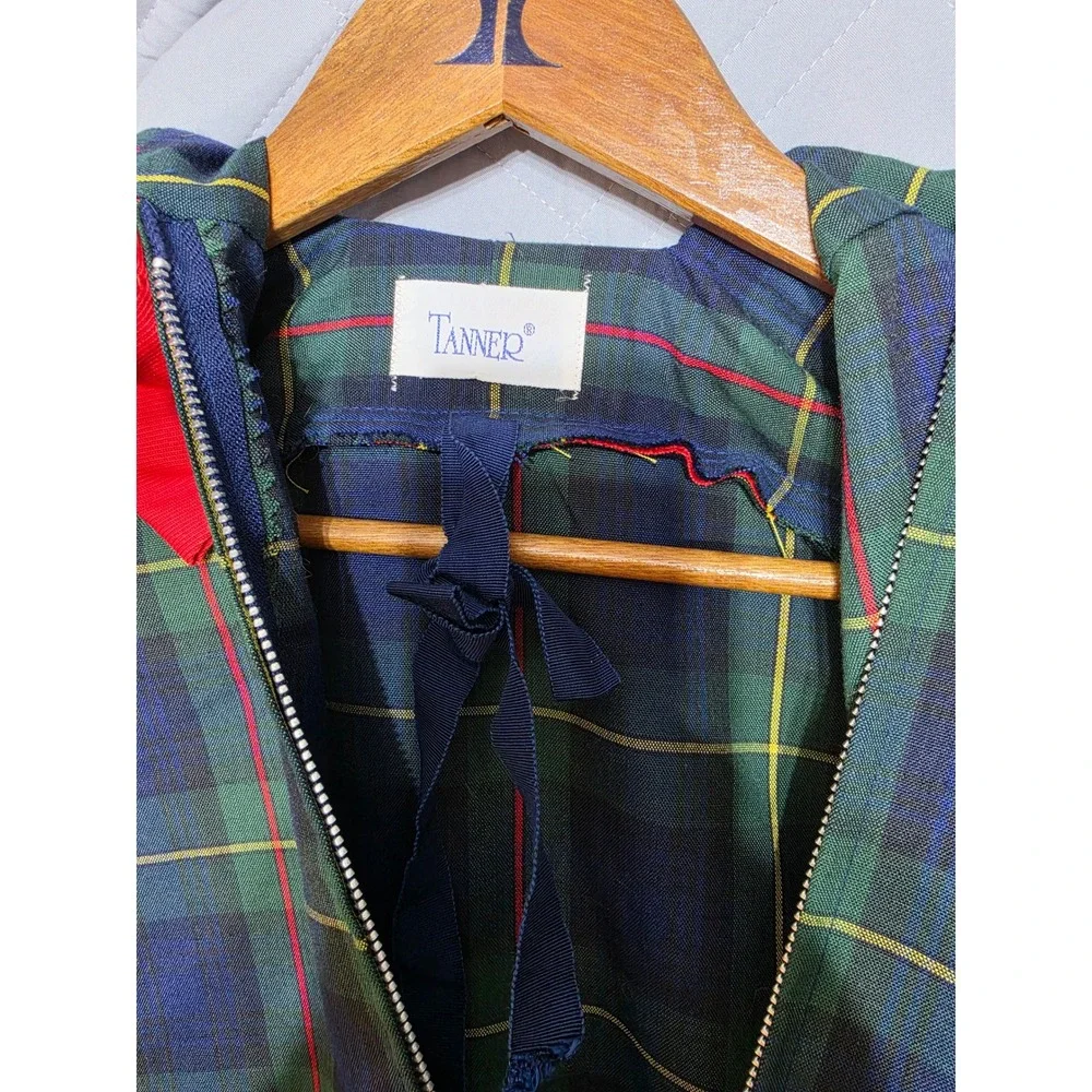 Vintage Tanner Plaid Garment Bag Green Blue Red Bows Travel Suit Dress Cover